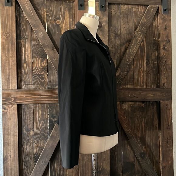 Max Mara black front zipper formal blazer jacket made Italy Sz- 8 - Picture 3 of 13